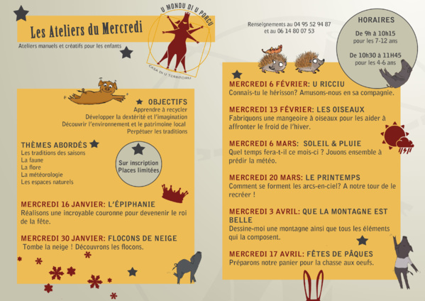 Les ateliers du mercredi hiver/printemps 2019