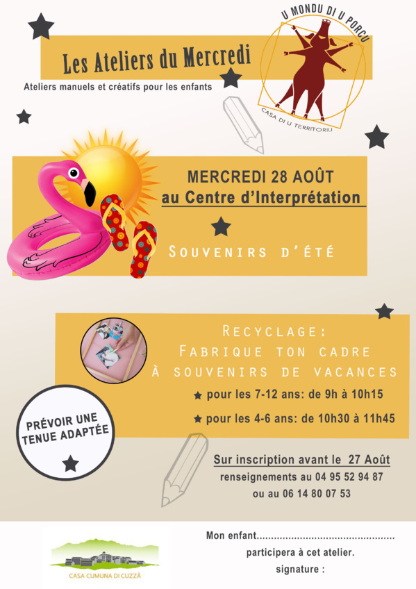 Les ateliers du mois d'août