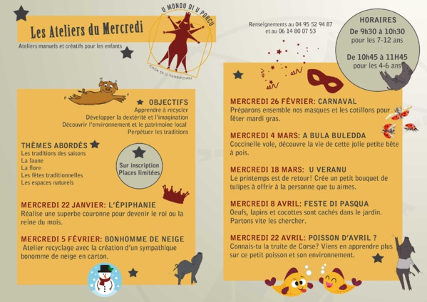 Programme des ateliers pour enfants hiver/ printemps 2020