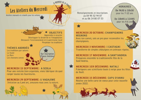 Programme de rentrée des ateliers du mercredi