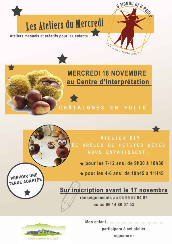 Ateliers pour enfant de Novembre