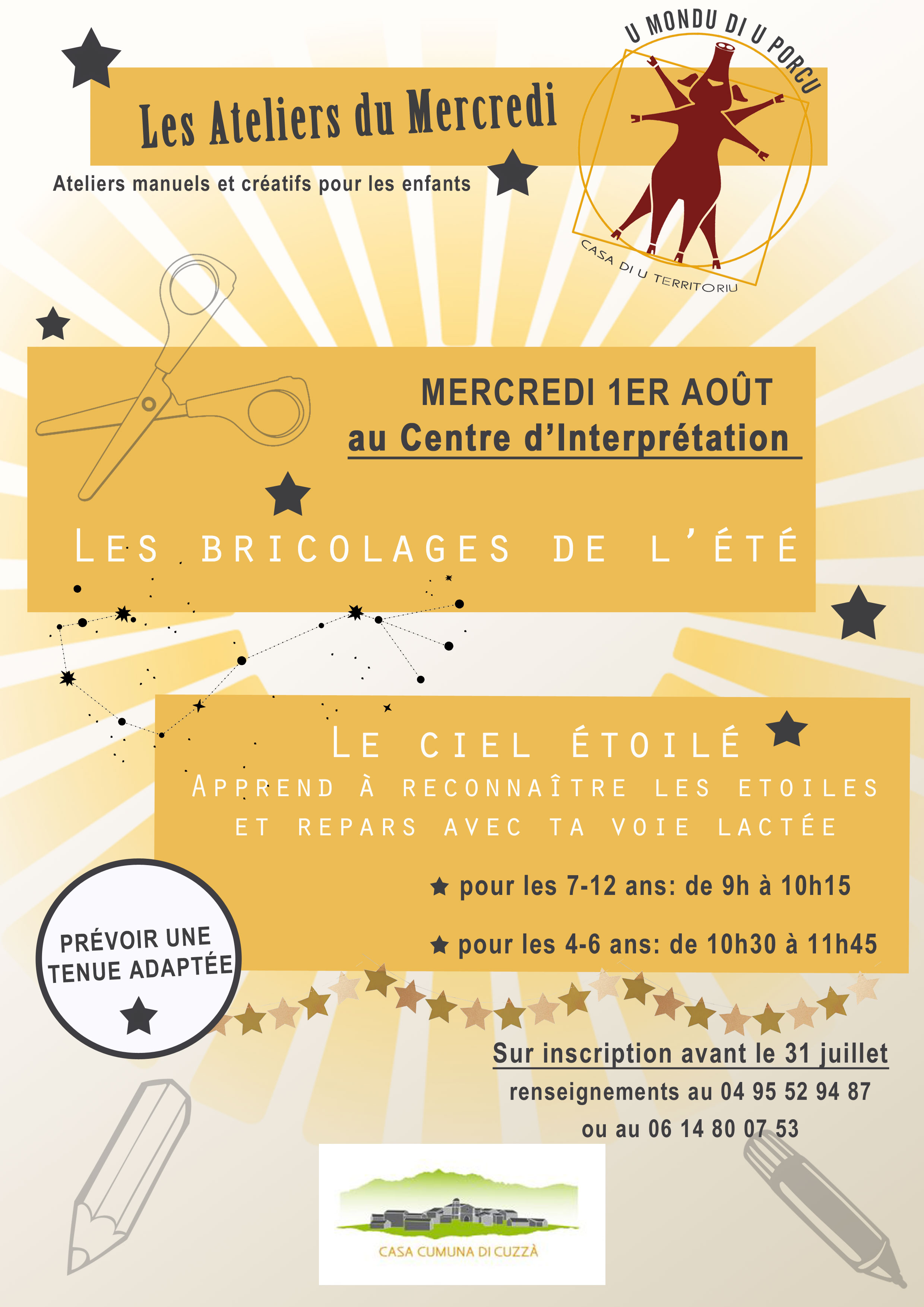 Ateliers du mois d'août: le ciel étoilé