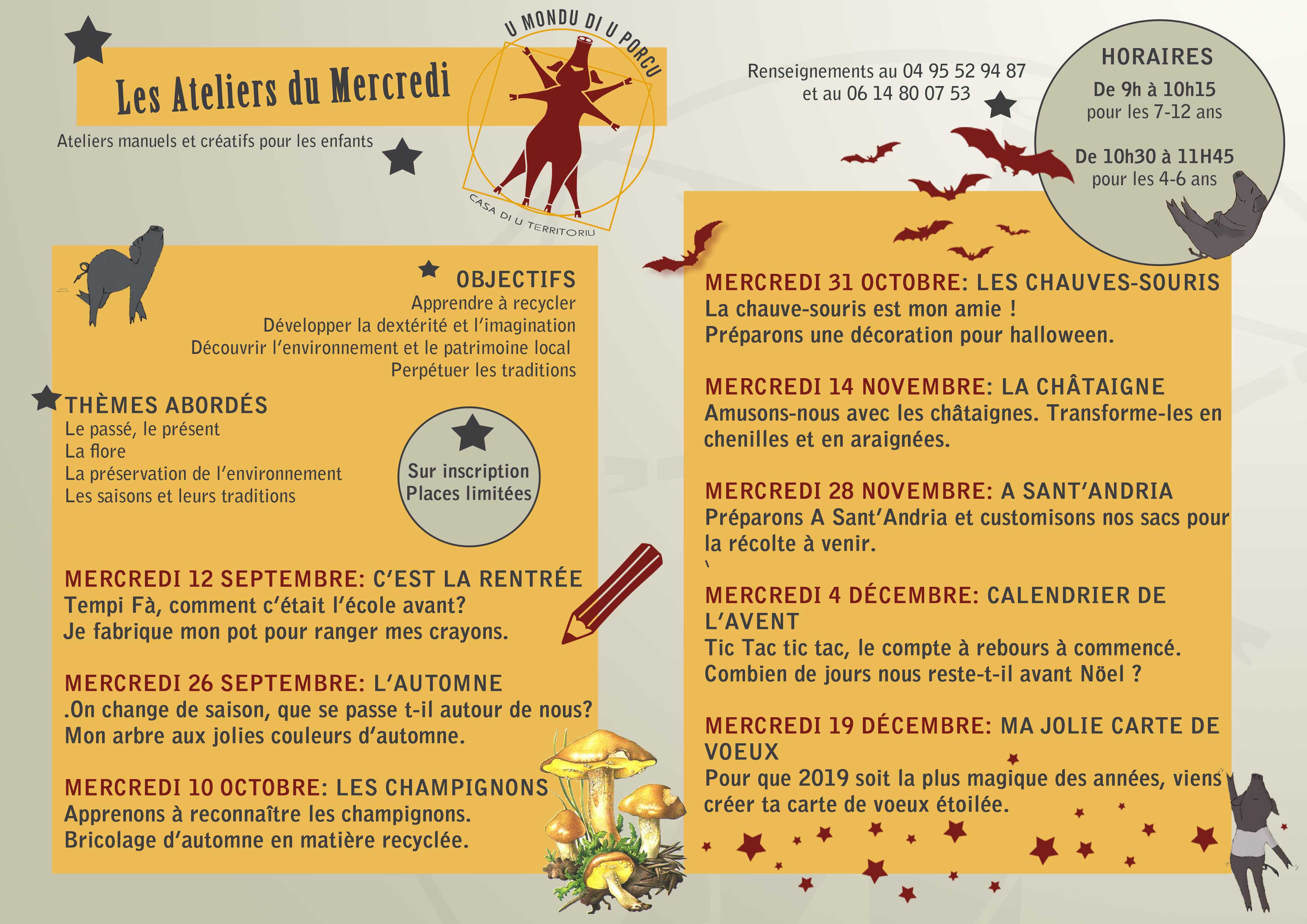 Les ateliers du mercredi automne/hiver 2018