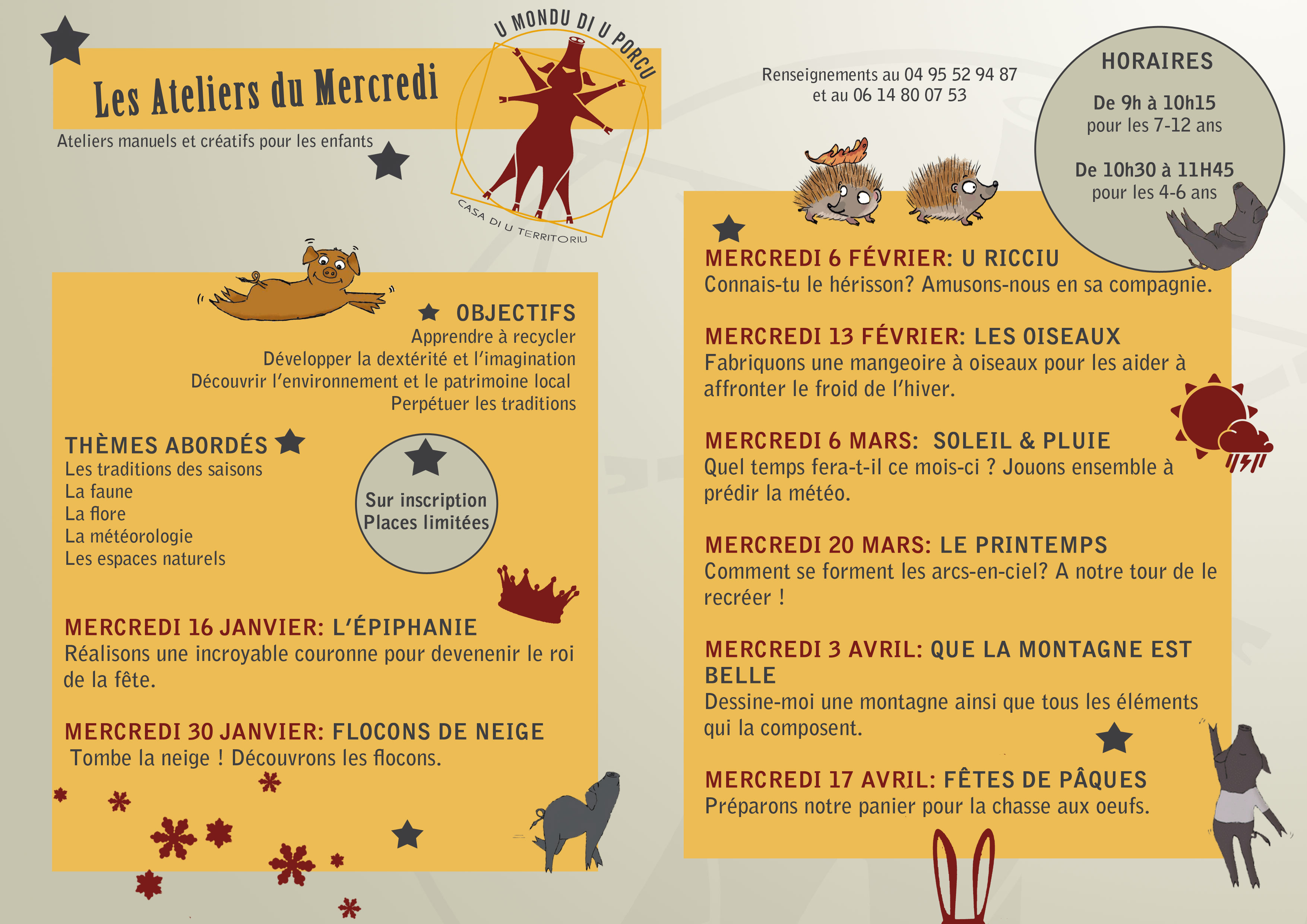 Les ateliers du mercredi hiver/printemps 2019