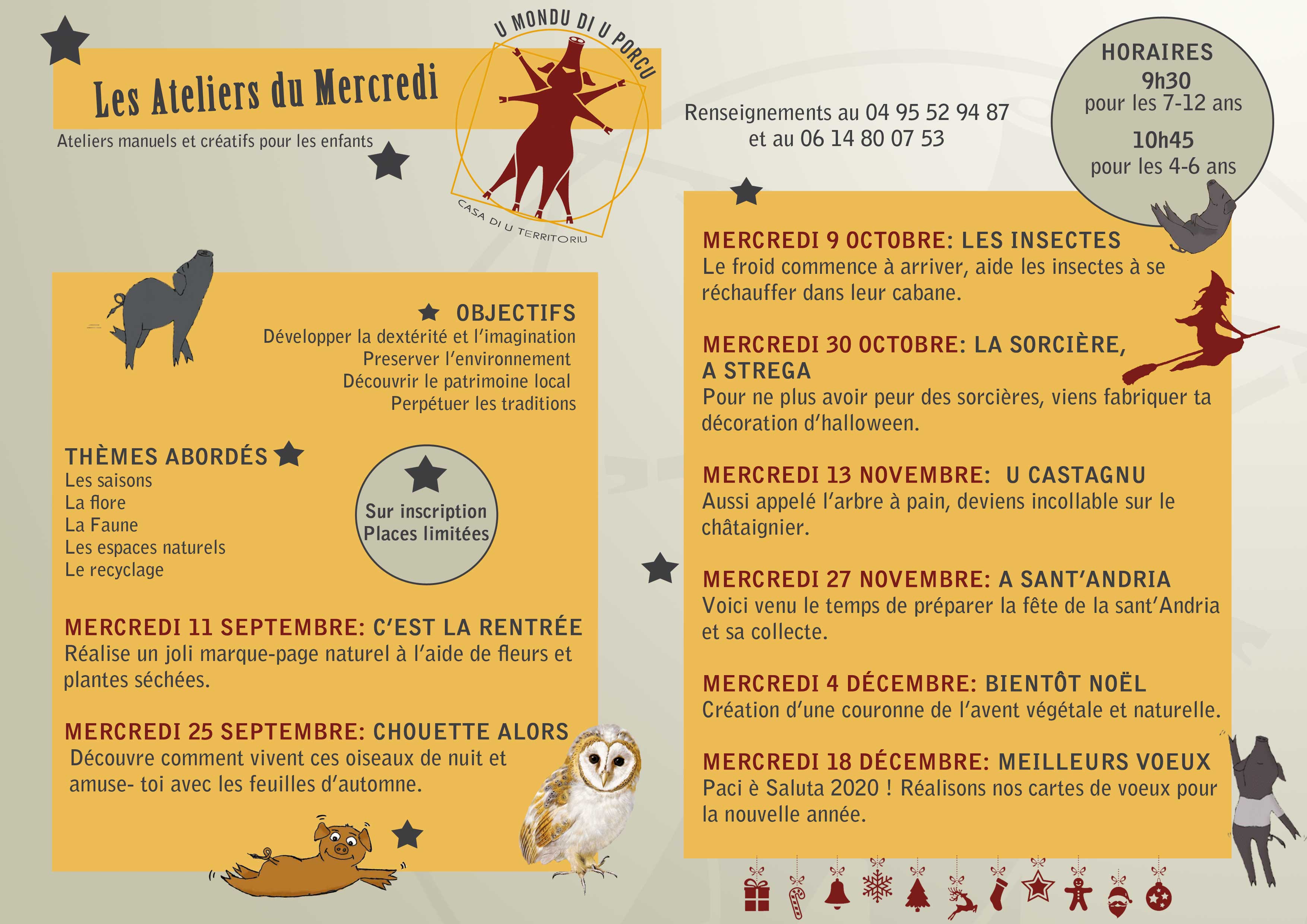 Programme des ateliers pour enfants automne / hiver 2019