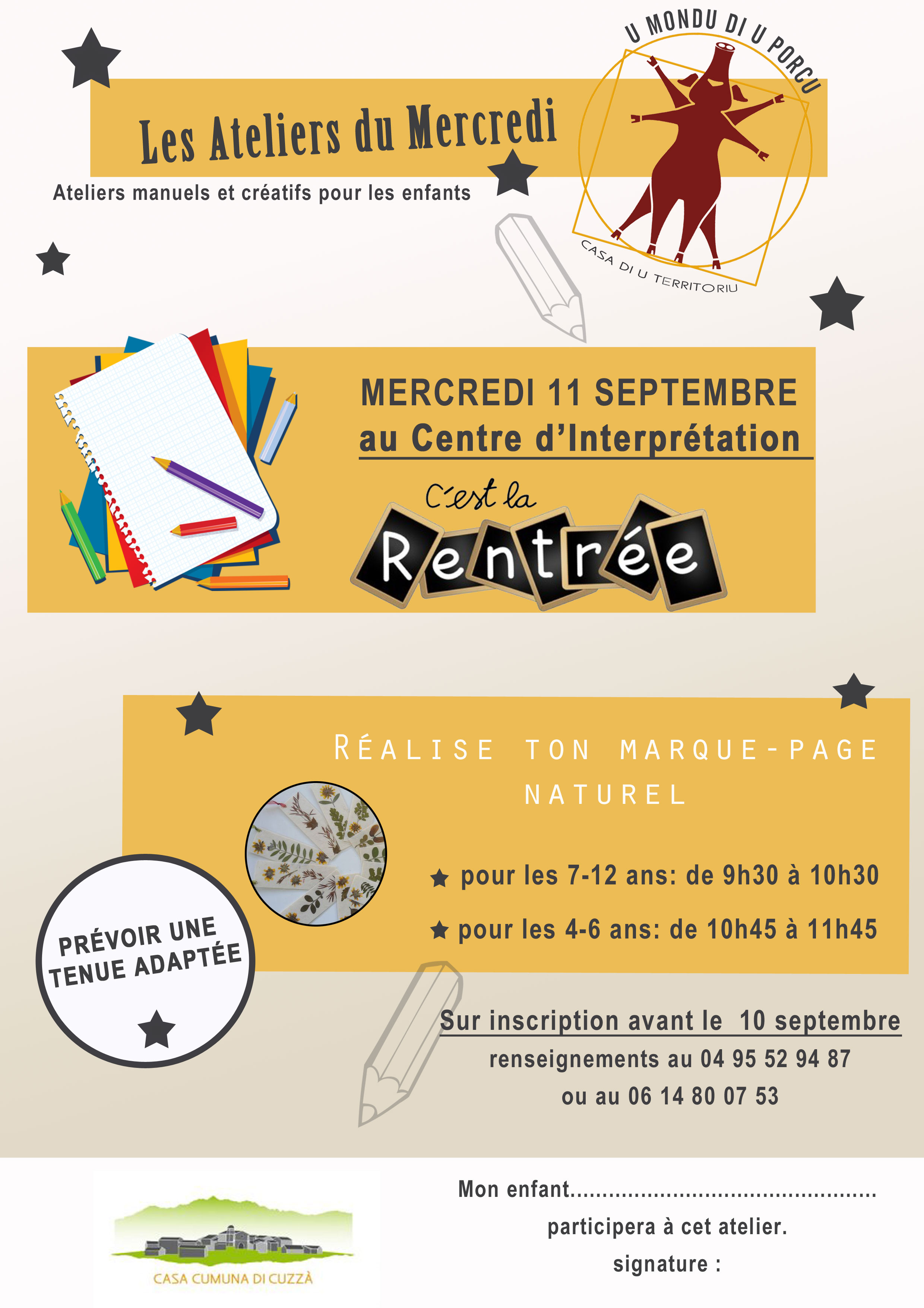 Ateliers du mois de septembre