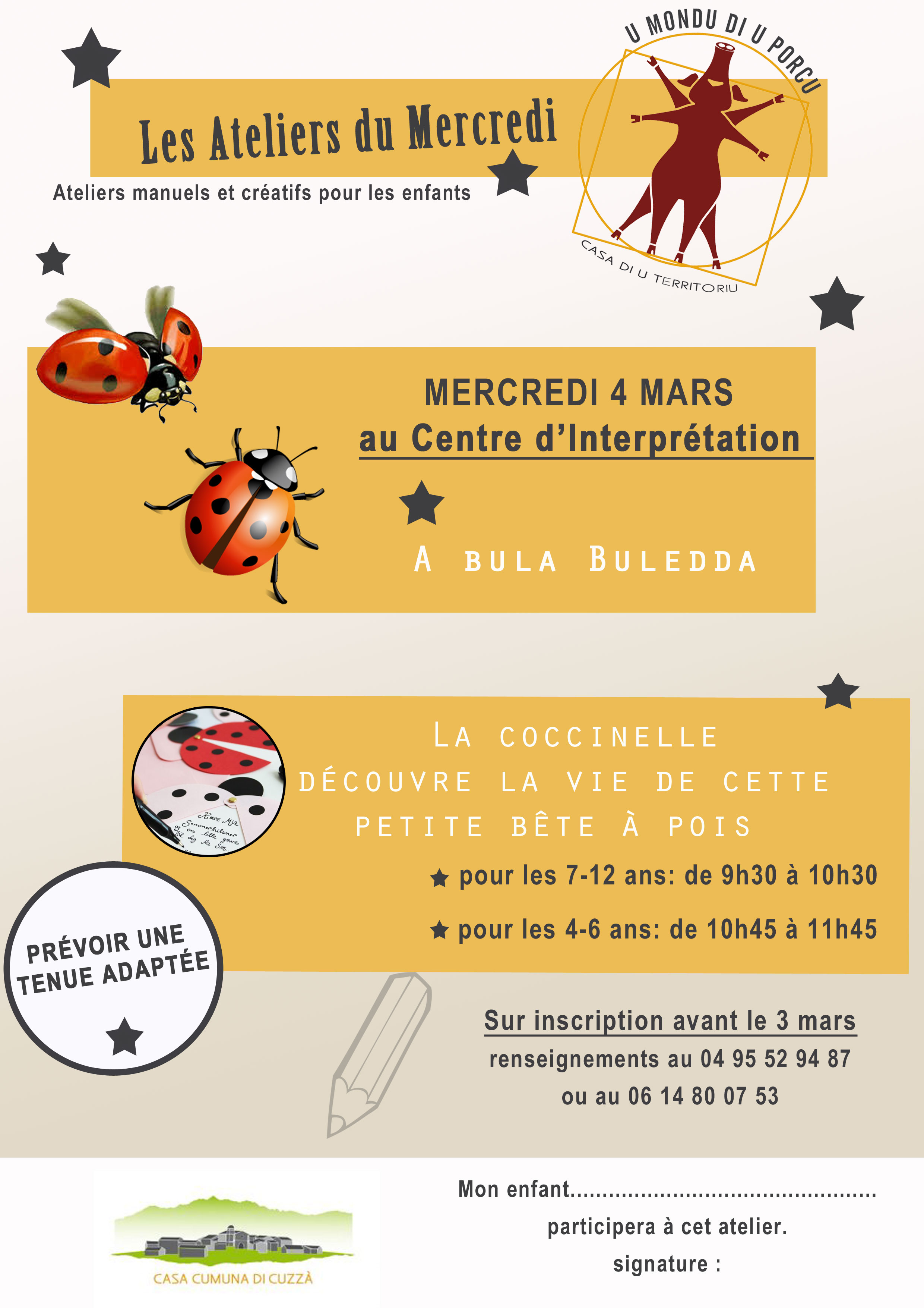 Ateliers manuels pour enfants du mois de mars